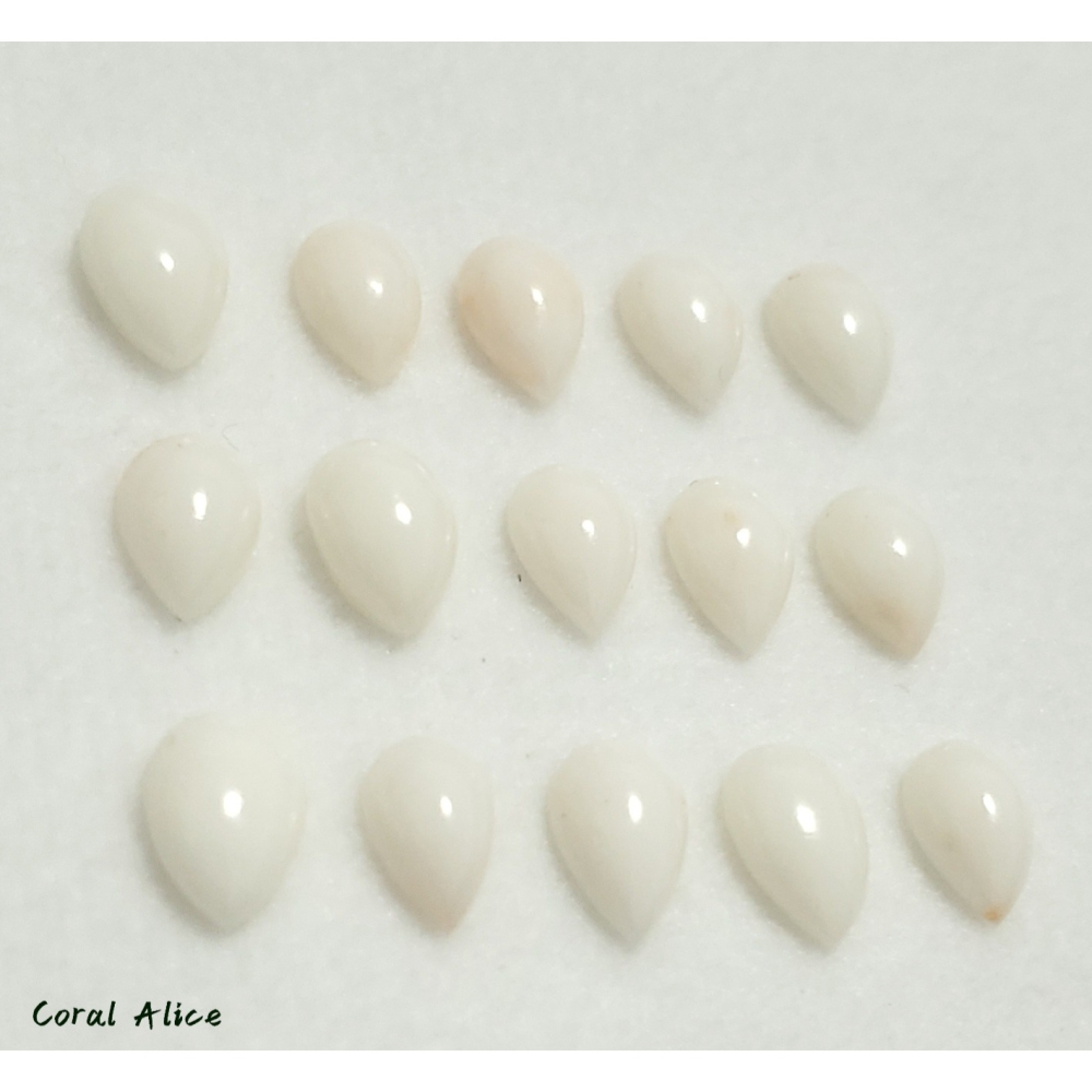 🌟Coral珊寶手作-天然白珊瑚半面水滴造型裸石 9.2*6.1-8.5*5.4mm CO2P2-572-細節圖7