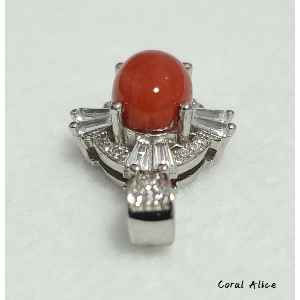 🌟Coral珊寶手作-天然沙丁珊瑚造型925銀項墜 20.0*12.5mm CO2P15068-細節圖8