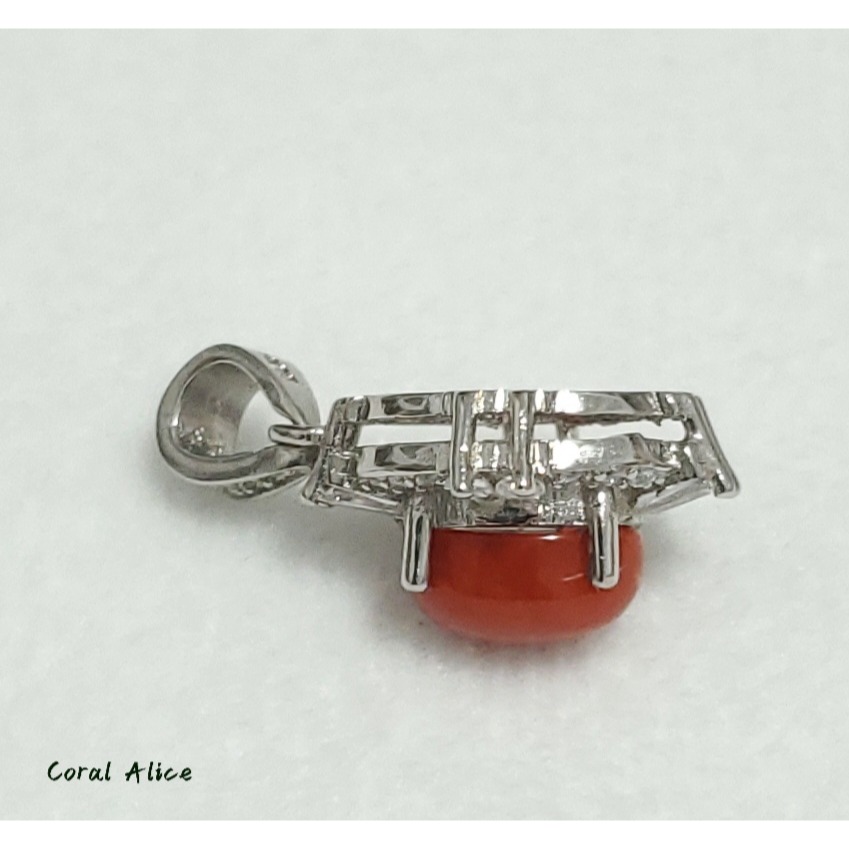 🌟Coral珊寶手作-天然沙丁珊瑚造型925銀項墜 20.0*12.5mm CO2P15068-細節圖9