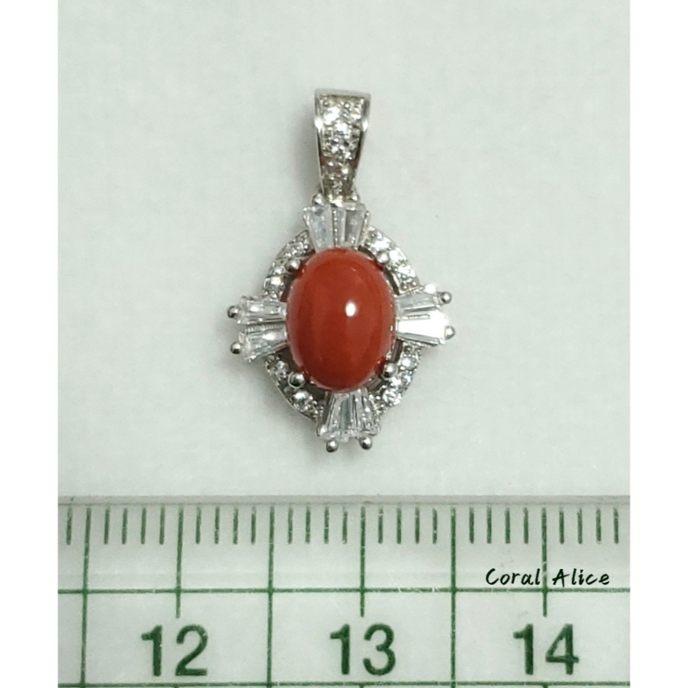 🌟Coral珊寶手作-天然沙丁珊瑚造型925銀項墜 20.0*12.5mm CO2P15068-細節圖11
