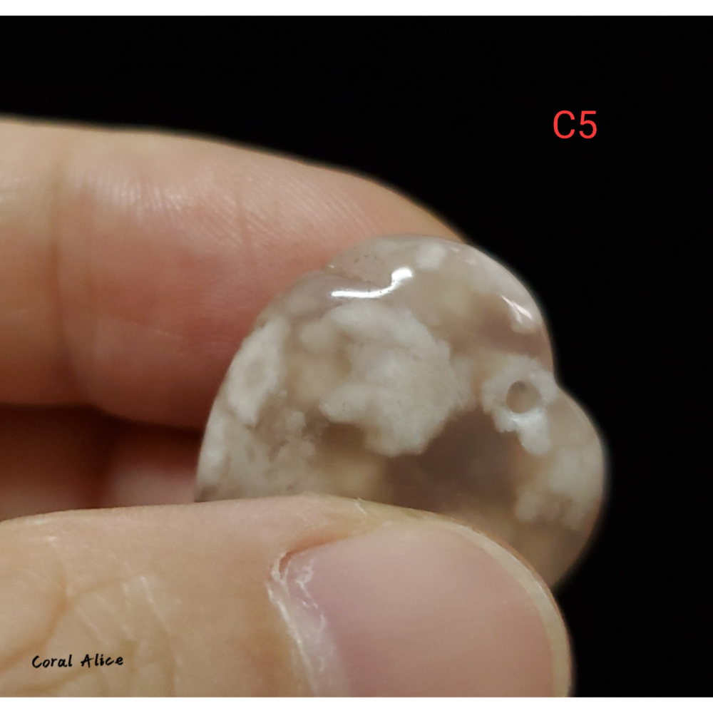 🌟Coral珊寶手作-天然櫻花瑪瑙心型吊墜 AG2P1-522-細節圖9