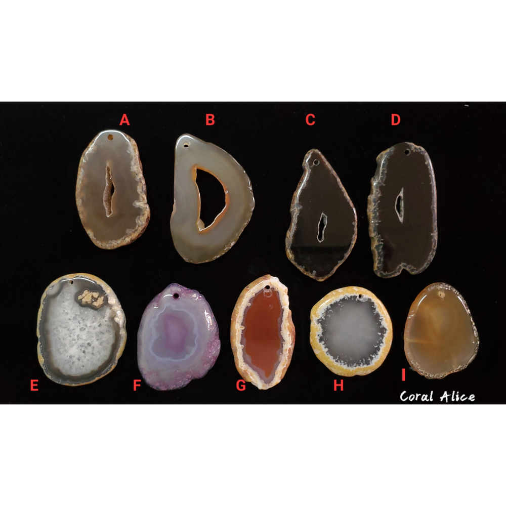 🌟Coral珊寶手作-天然瑪瑙原片吊墜A-I  AG2P1-524-細節圖2