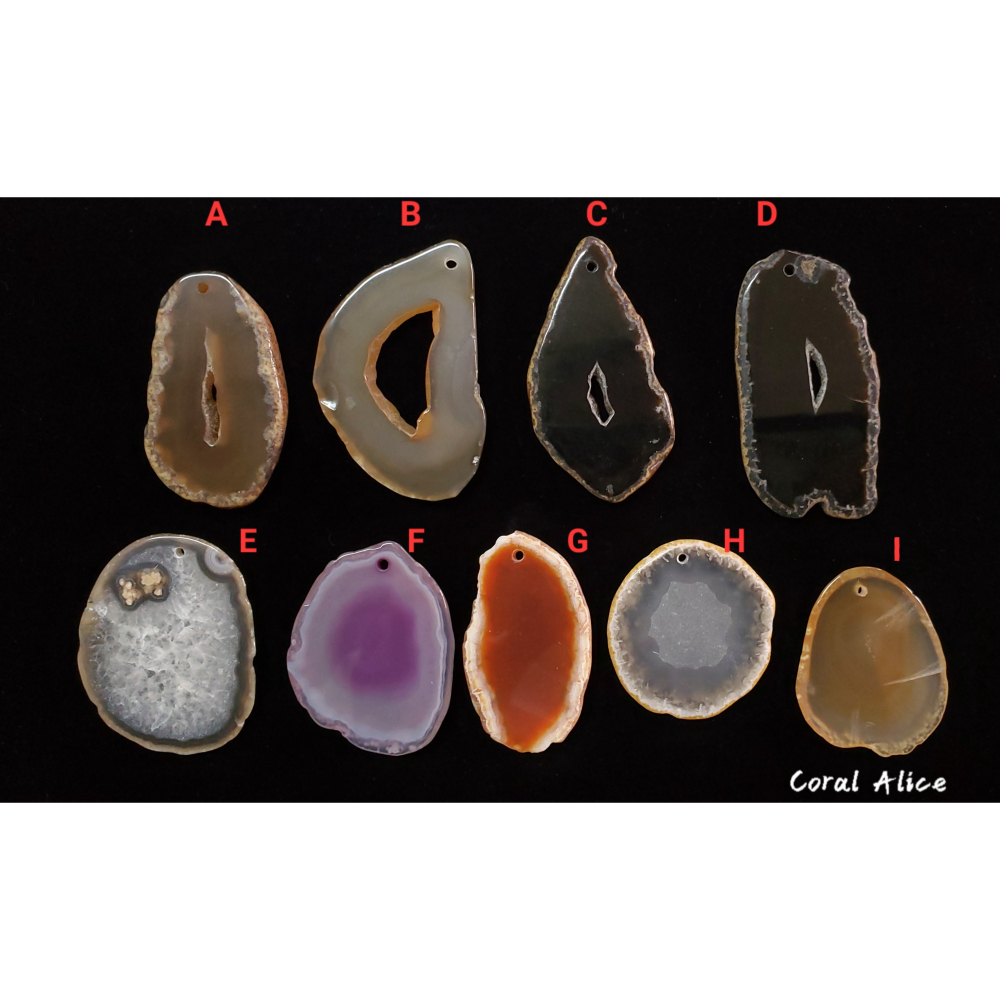 🌟Coral珊寶手作-天然瑪瑙原片吊墜A-I  AG2P1-524-細節圖3