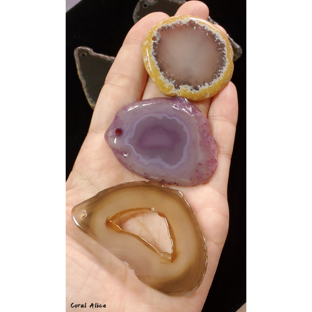 🌟Coral珊寶手作-天然瑪瑙原片吊墜A-I  AG2P1-524-細節圖6