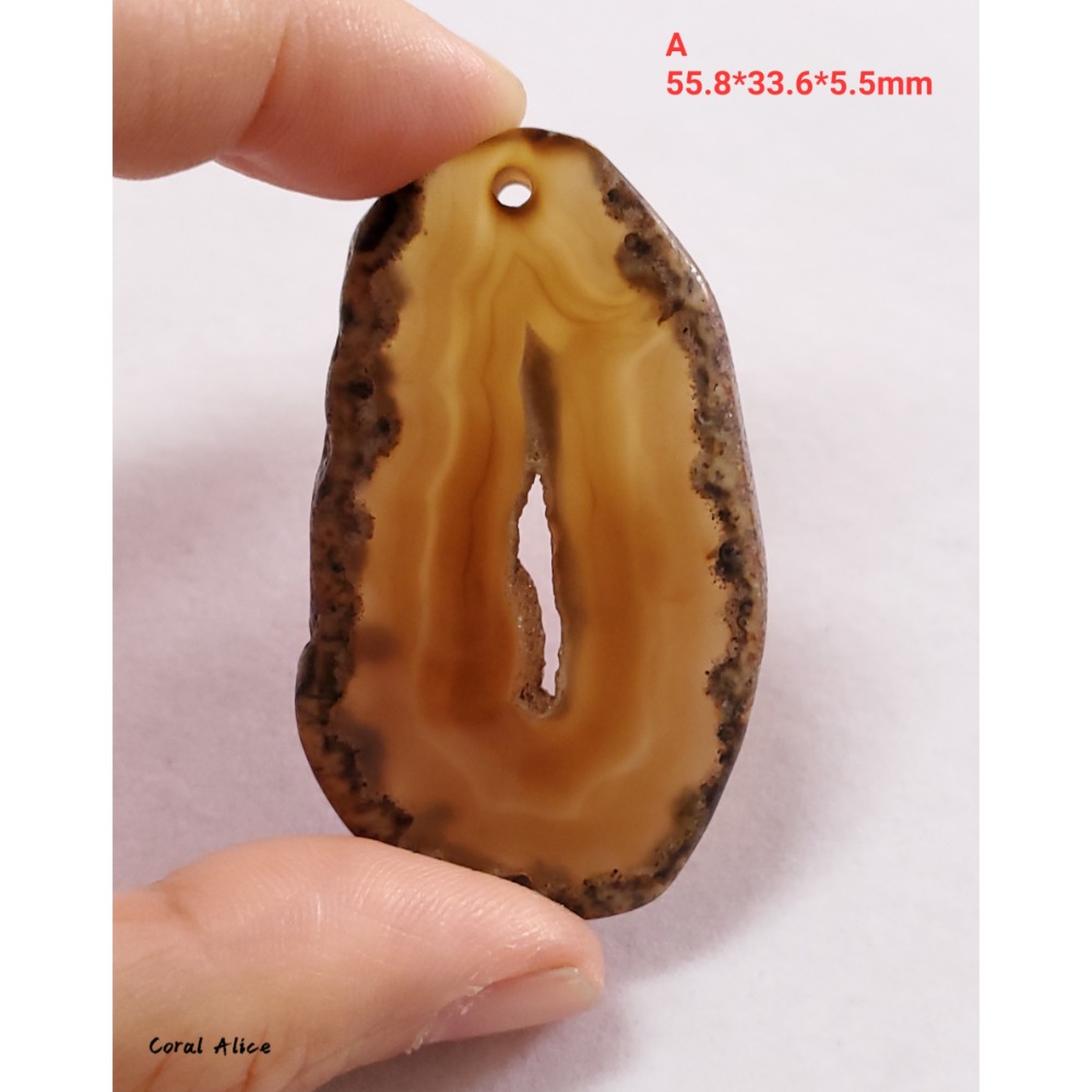 🌟Coral珊寶手作-天然瑪瑙原片吊墜A-I  AG2P1-524-規格圖11