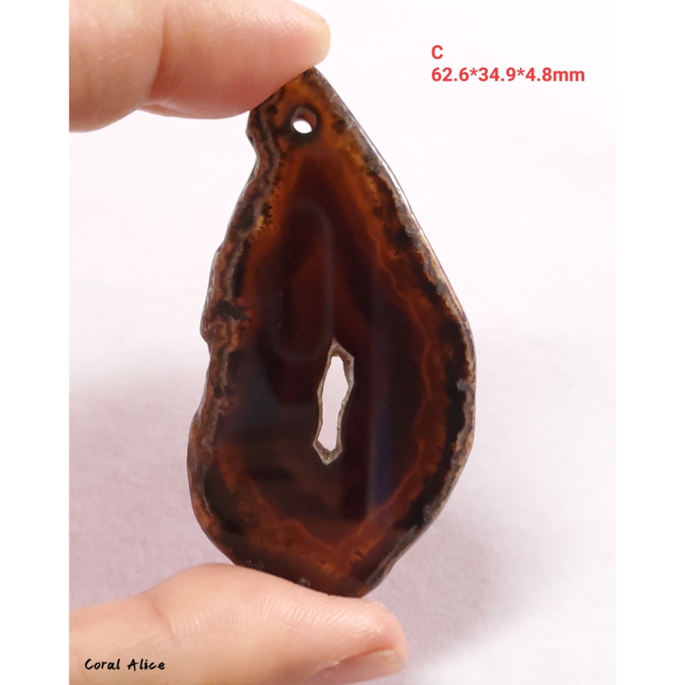 🌟Coral珊寶手作-天然瑪瑙原片吊墜A-I  AG2P1-524-規格圖11