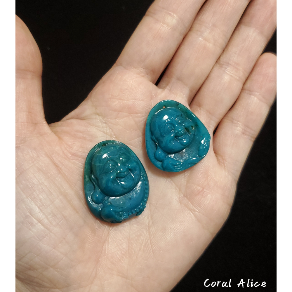 🌟Coral珊寶手作-天然臺灣藍寶/台灣藍玉髓手工雕刻墜(項墜孔) AG2P1-569-細節圖6