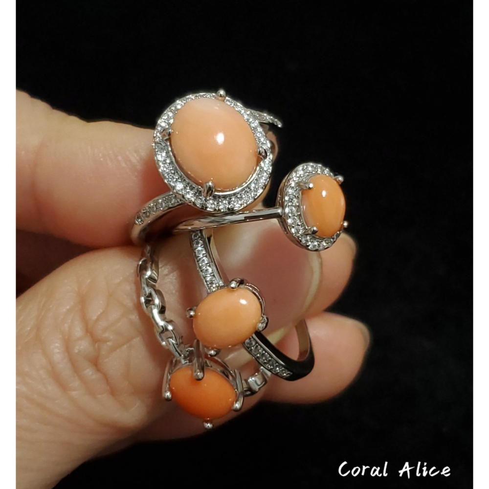🌟Coral珊寶手作-天然深水珊瑚/momo珊瑚(淺色)造型戒指(活圍) CO3P1-575-細節圖7
