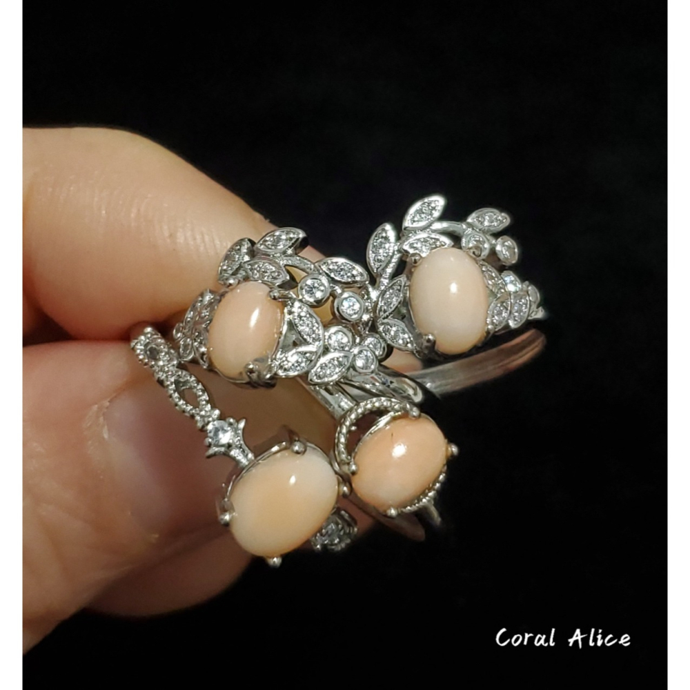 🌟Coral珊寶手作-天然深水珊瑚/momo珊瑚(淺色)造型戒指(活圍) CO3P1-575-細節圖8