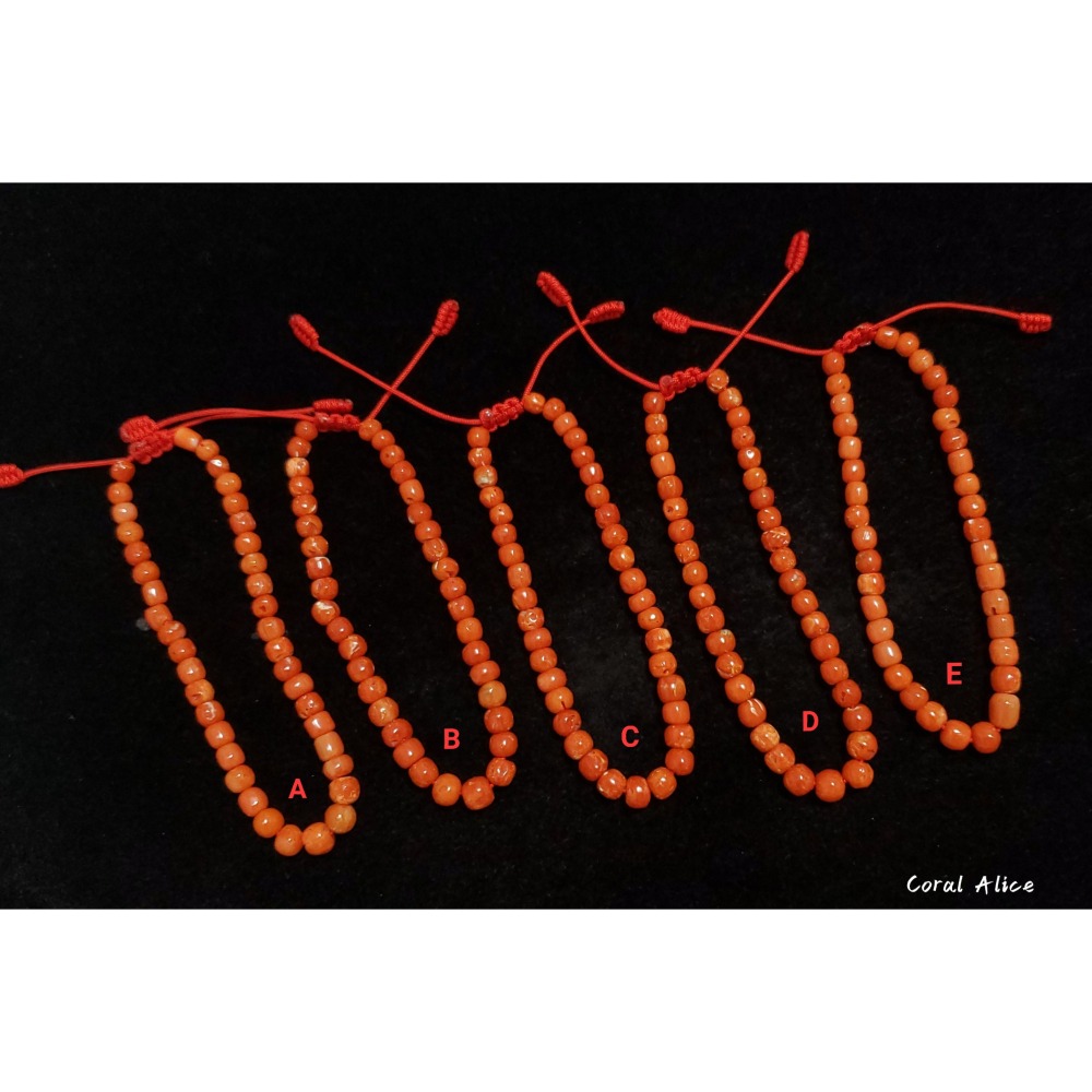 🌟Coral珊寶手作-天然沙丁珊瑚老型珠手鍊 16-17cm CO3T1-517-細節圖2