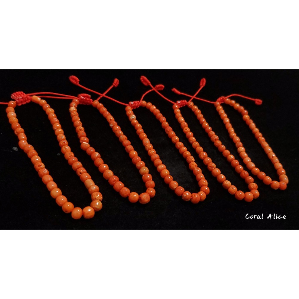 🌟Coral珊寶手作-天然沙丁珊瑚老型珠手鍊 16-17cm CO3T1-517-細節圖3