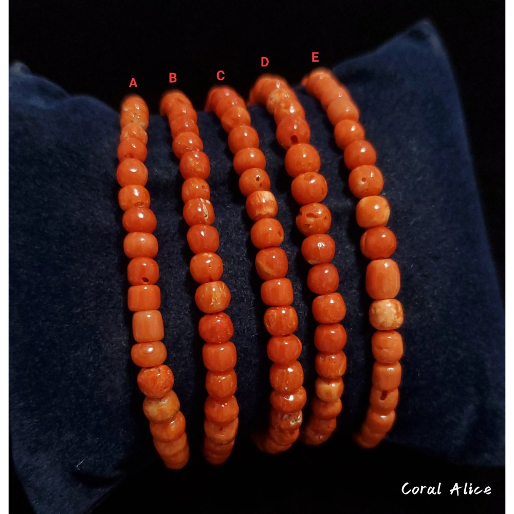 🌟Coral珊寶手作-天然沙丁珊瑚老型珠手鍊 16-17cm CO3T1-517-細節圖4