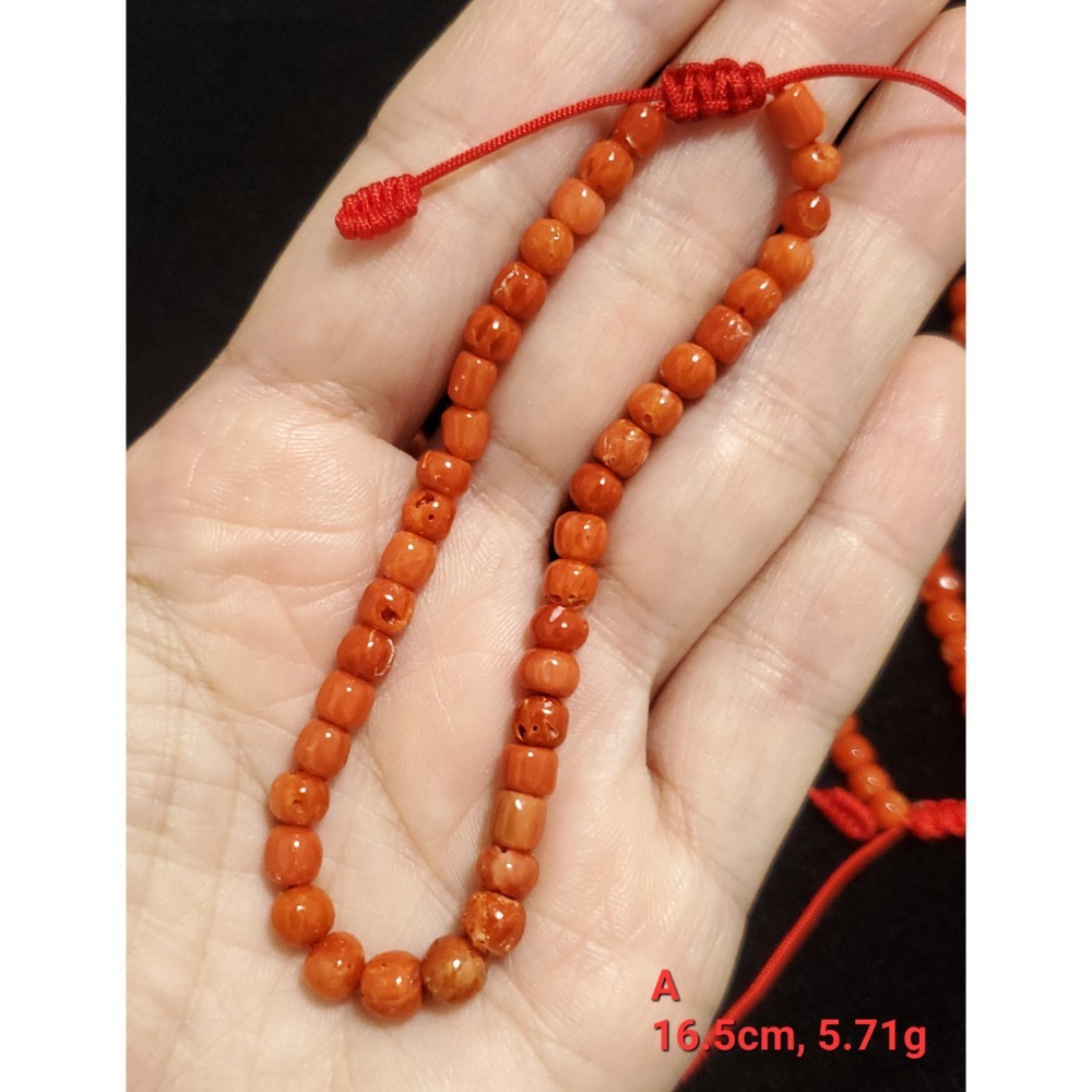 🌟Coral珊寶手作-天然沙丁珊瑚老型珠手鍊 16-17cm CO3T1-517-規格圖11
