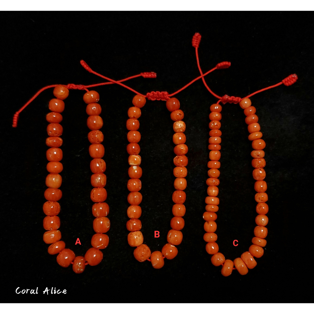 🌟Coral珊寶手作-天然沙丁珊瑚老型珠手鏈 16-17cm CO3T1-522-細節圖5
