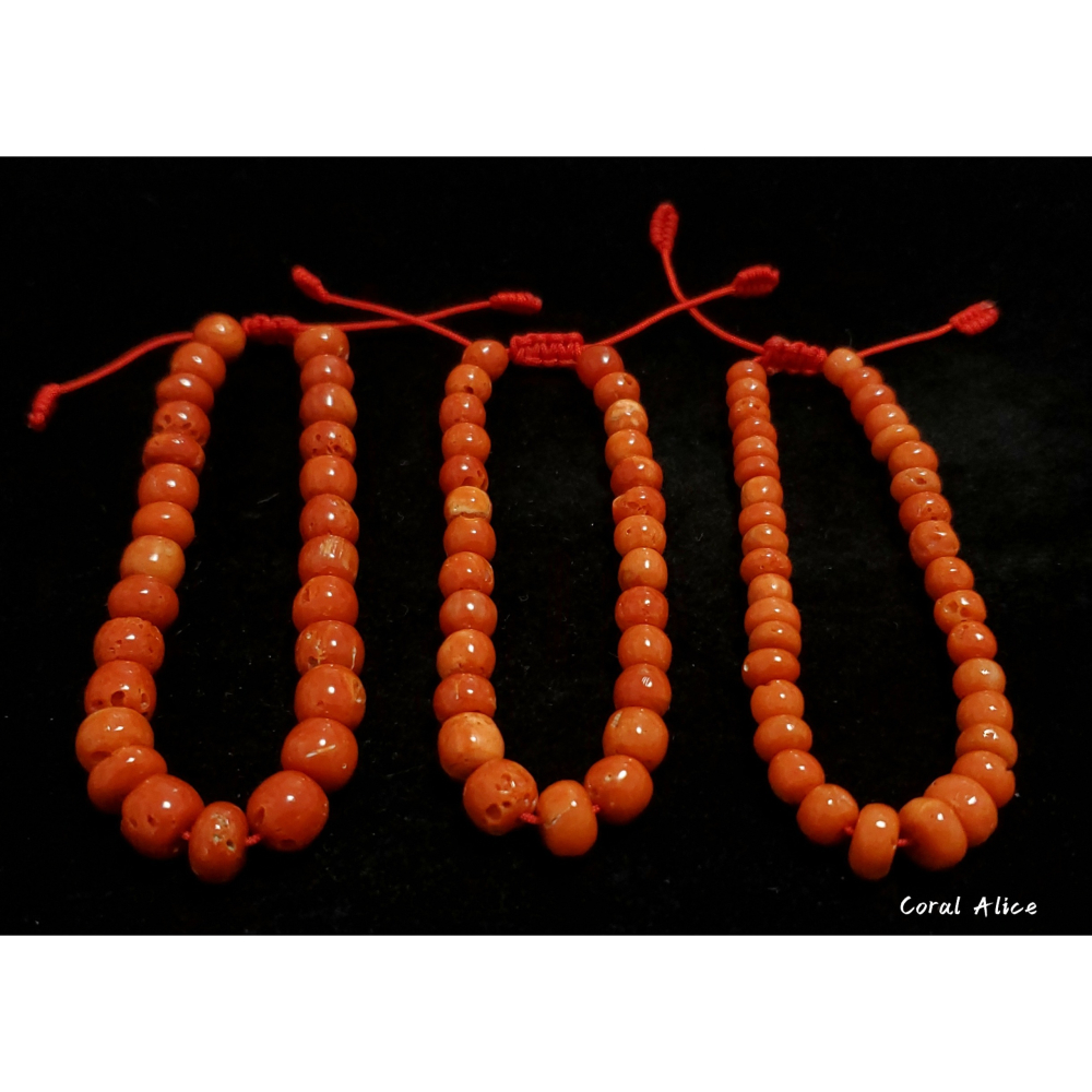 🌟Coral珊寶手作-天然沙丁珊瑚老型珠手鏈 16-17cm CO3T1-522-細節圖6