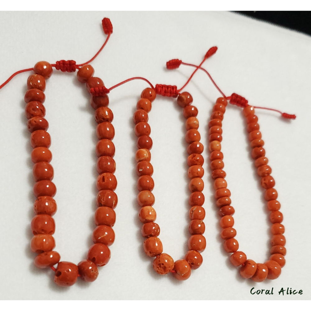 🌟Coral珊寶手作-天然沙丁珊瑚老型珠手鏈 16-17cm CO3T1-522-細節圖9