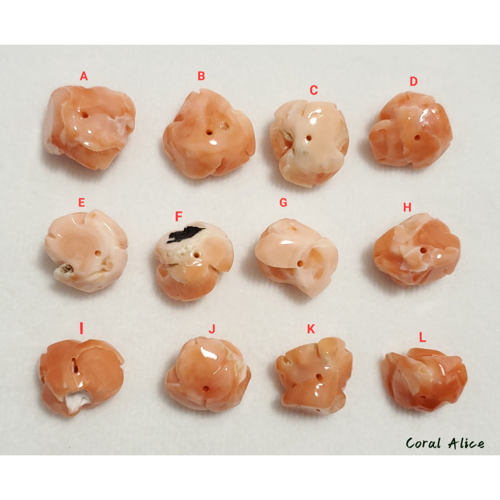 🌟Coral珊寶手作-天然深水珊瑚手工雕刻花件 11.0-16.6mm CO2P1-324-細節圖9
