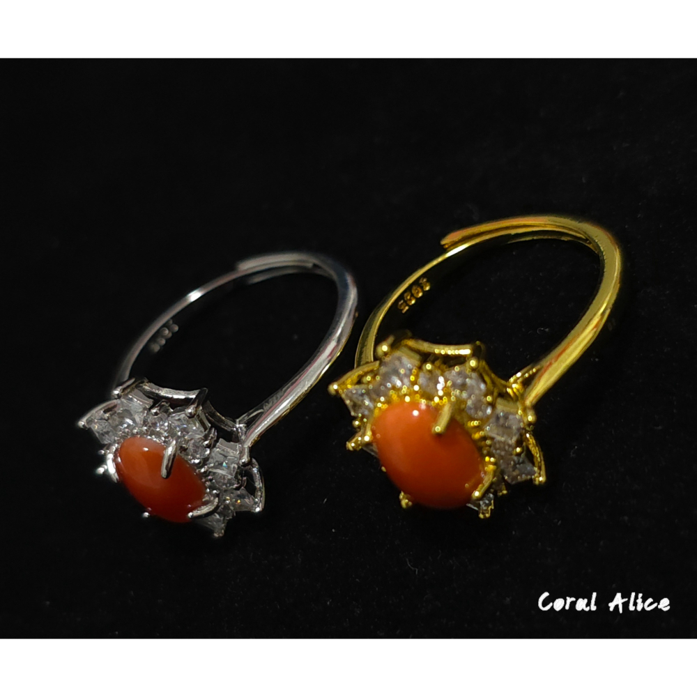 🌟Coral珊寶手作-天然阿卡珊瑚造型戒指(活圍) CO3P1-581-細節圖5