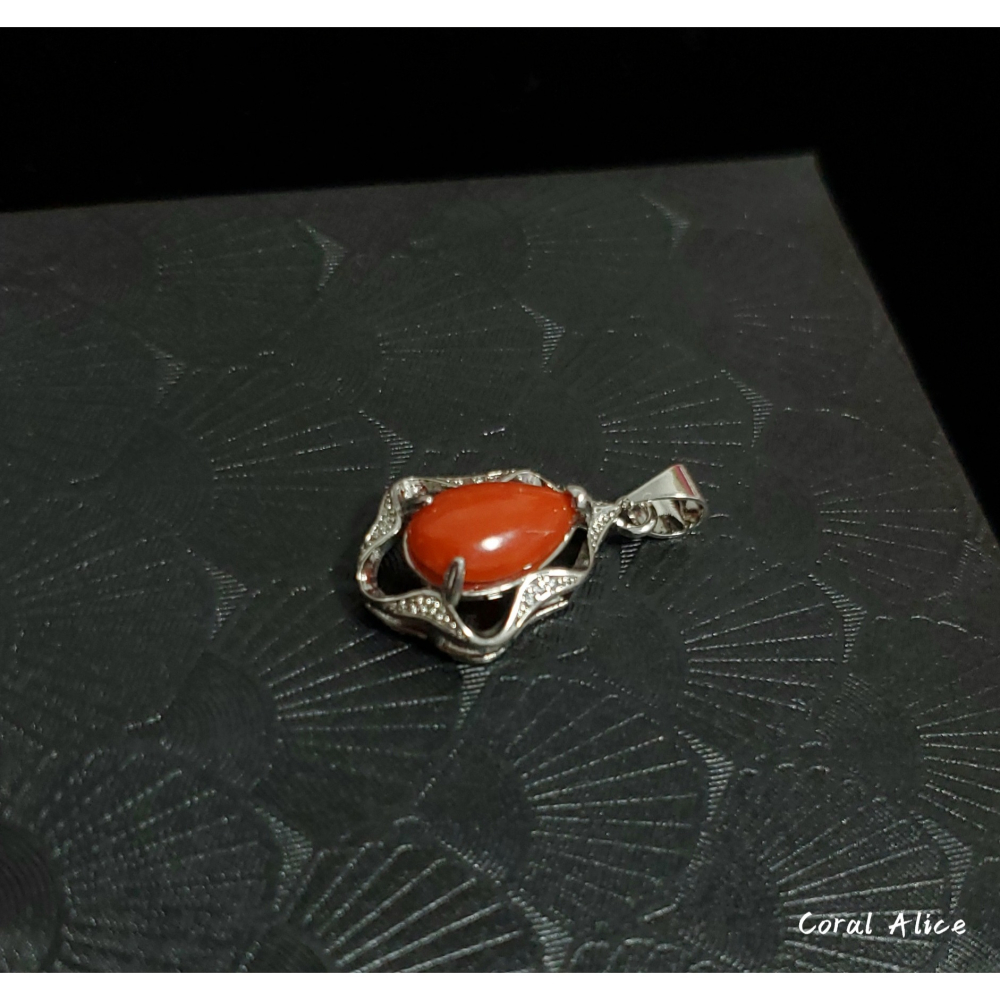 🌟Coral珊寶手作-天然阿卡珊瑚造型項墜 26.0*13.5mm CO2P1-368-細節圖2