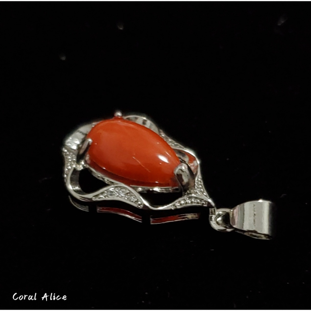 🌟Coral珊寶手作-天然阿卡珊瑚造型項墜 26.0*13.5mm CO2P1-368-細節圖5