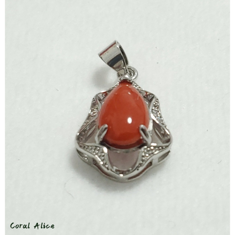 🌟Coral珊寶手作-天然阿卡珊瑚造型項墜 26.0*13.5mm CO2P1-368-細節圖8
