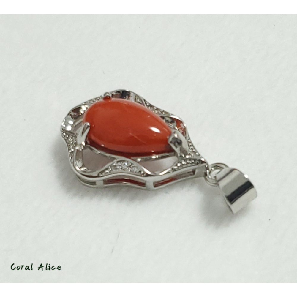 🌟Coral珊寶手作-天然阿卡珊瑚造型項墜 26.0*13.5mm CO2P1-368-細節圖9