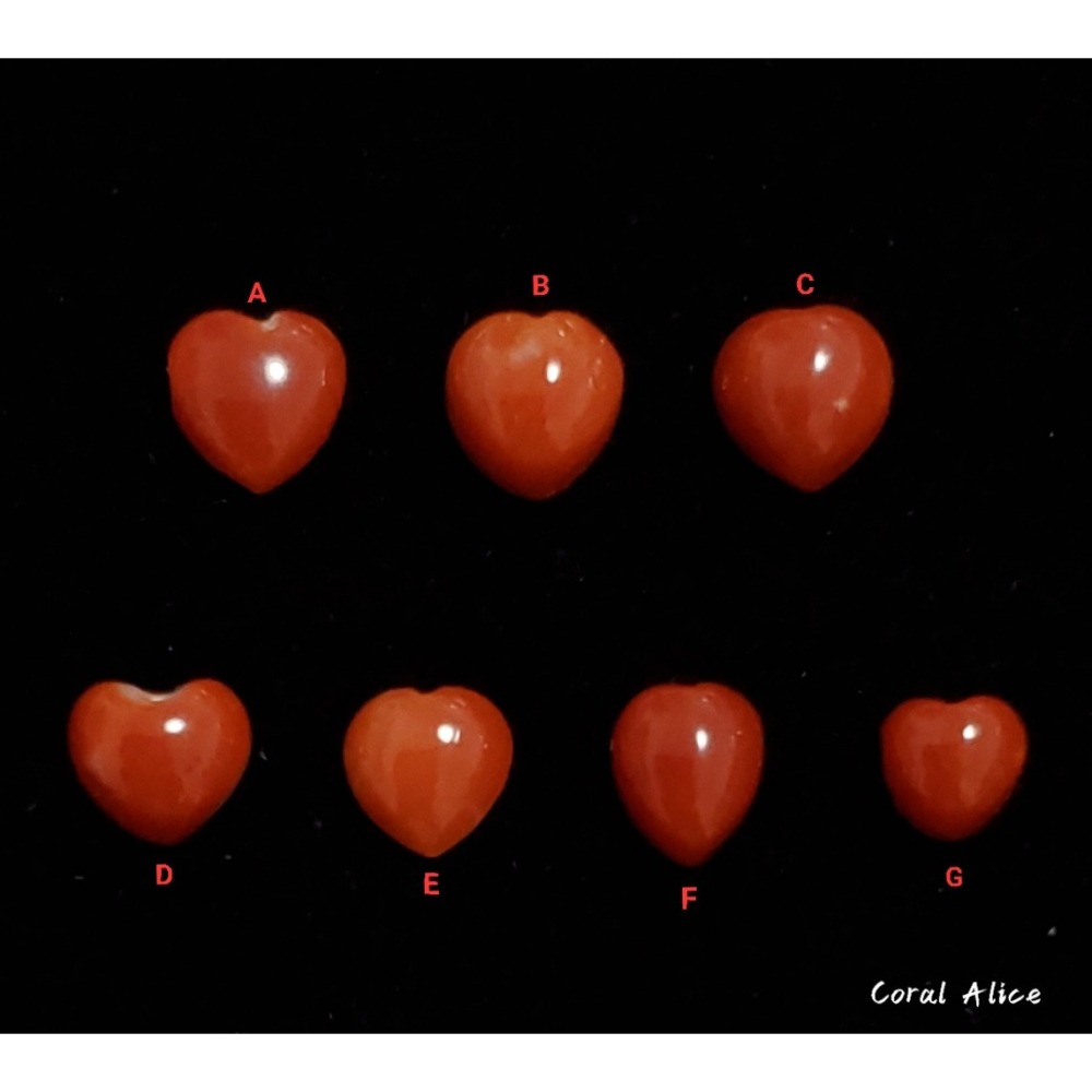 🌟Coral珊寶手作-天然阿卡珊瑚桃心(半面)裸石 4.8-5.9mm CO2P1-377-細節圖2