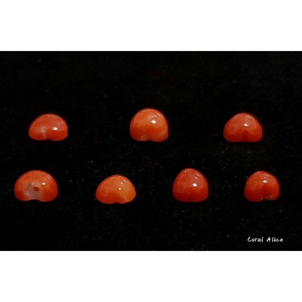🌟Coral珊寶手作-天然阿卡珊瑚桃心(半面)裸石 4.8-5.9mm CO2P1-377-細節圖5