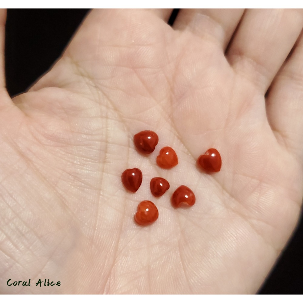 🌟Coral珊寶手作-天然阿卡珊瑚桃心(半面)裸石 4.8-5.9mm CO2P1-377-細節圖7