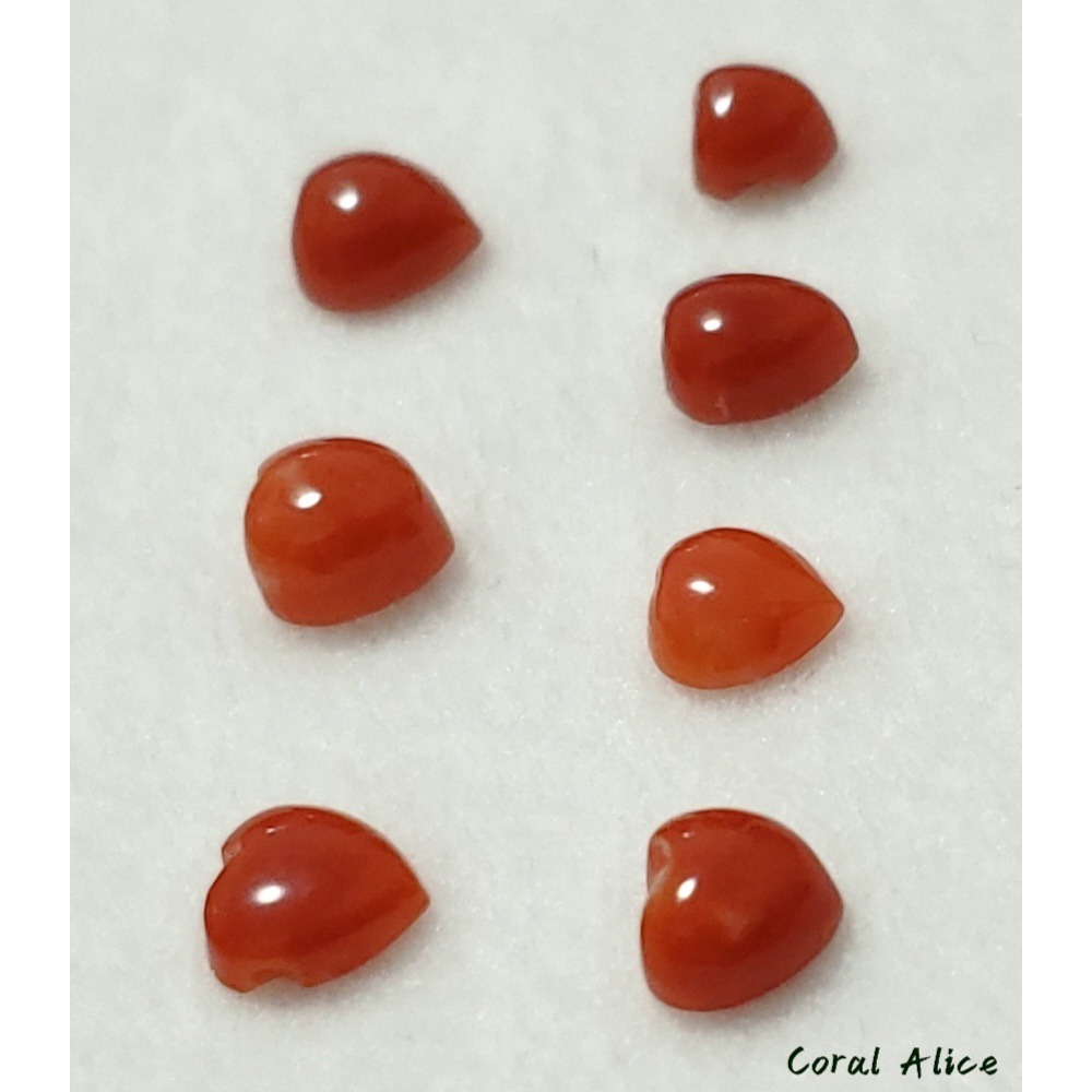 🌟Coral珊寶手作-天然阿卡珊瑚桃心(半面)裸石 4.8-5.9mm CO2P1-377-細節圖9