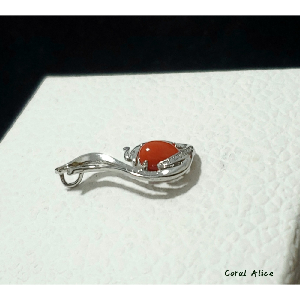 🌟Coral珊寶手作-天然沙丁珊瑚造型項墜 28.5mm CO2P1-390-細節圖2