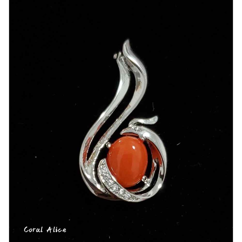 🌟Coral珊寶手作-天然沙丁珊瑚造型項墜 28.5mm CO2P1-390-細節圖3