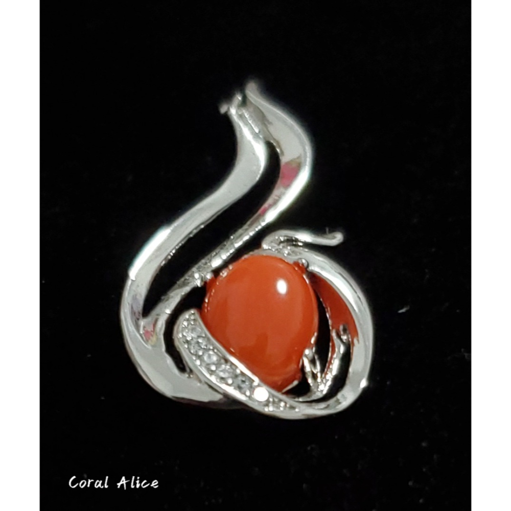 🌟Coral珊寶手作-天然沙丁珊瑚造型項墜 28.5mm CO2P1-390-細節圖4