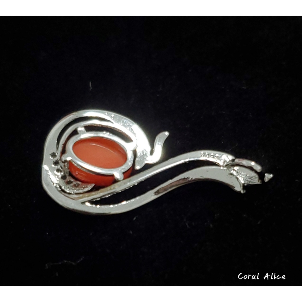 🌟Coral珊寶手作-天然沙丁珊瑚造型項墜 28.5mm CO2P1-390-細節圖5