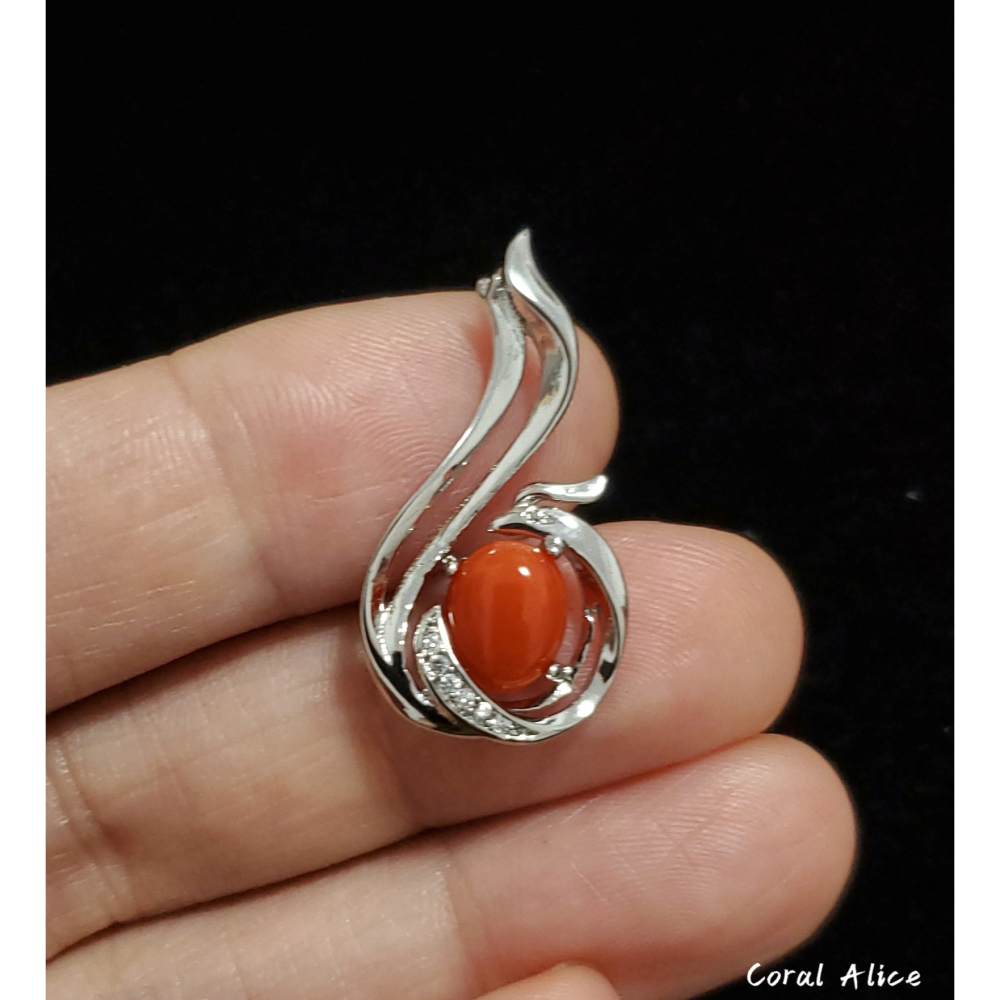 🌟Coral珊寶手作-天然沙丁珊瑚造型項墜 28.5mm CO2P1-390-細節圖6