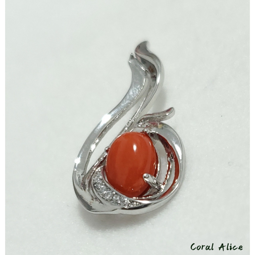 🌟Coral珊寶手作-天然沙丁珊瑚造型項墜 28.5mm CO2P1-390-細節圖8