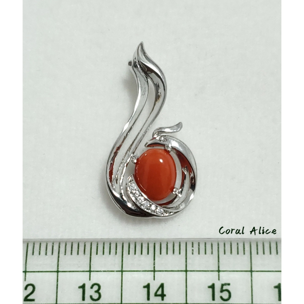 🌟Coral珊寶手作-天然沙丁珊瑚造型項墜 28.5mm CO2P1-390-細節圖10