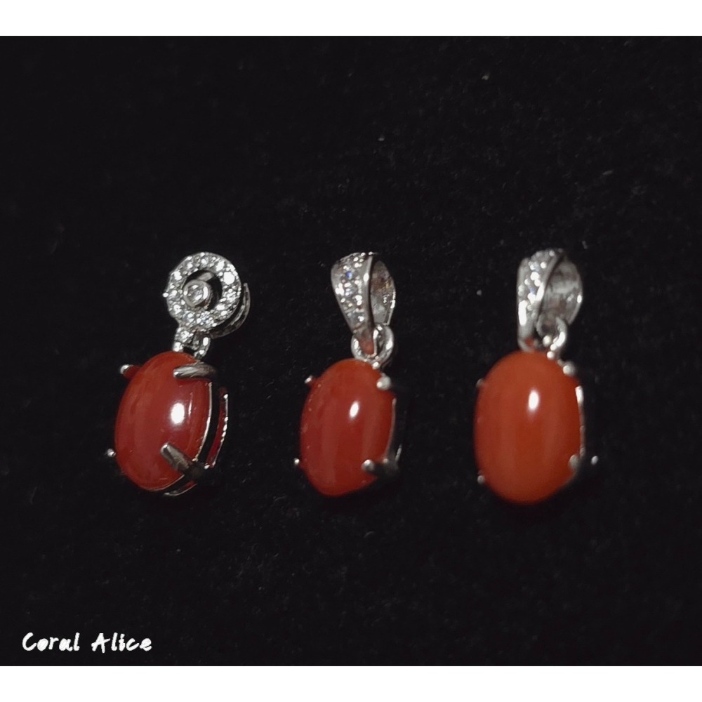 🌟Coral珊寶手作-天然阿卡珊瑚925銀造型項墜 14.5-15.5mm CO2P15222-細節圖4