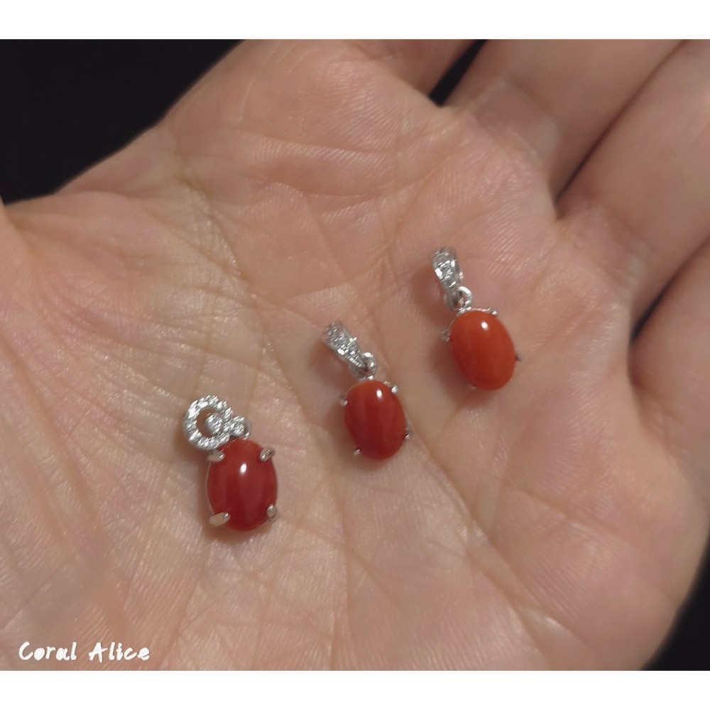 🌟Coral珊寶手作-天然阿卡珊瑚925銀造型項墜 14.5-15.5mm CO2P15222-細節圖7