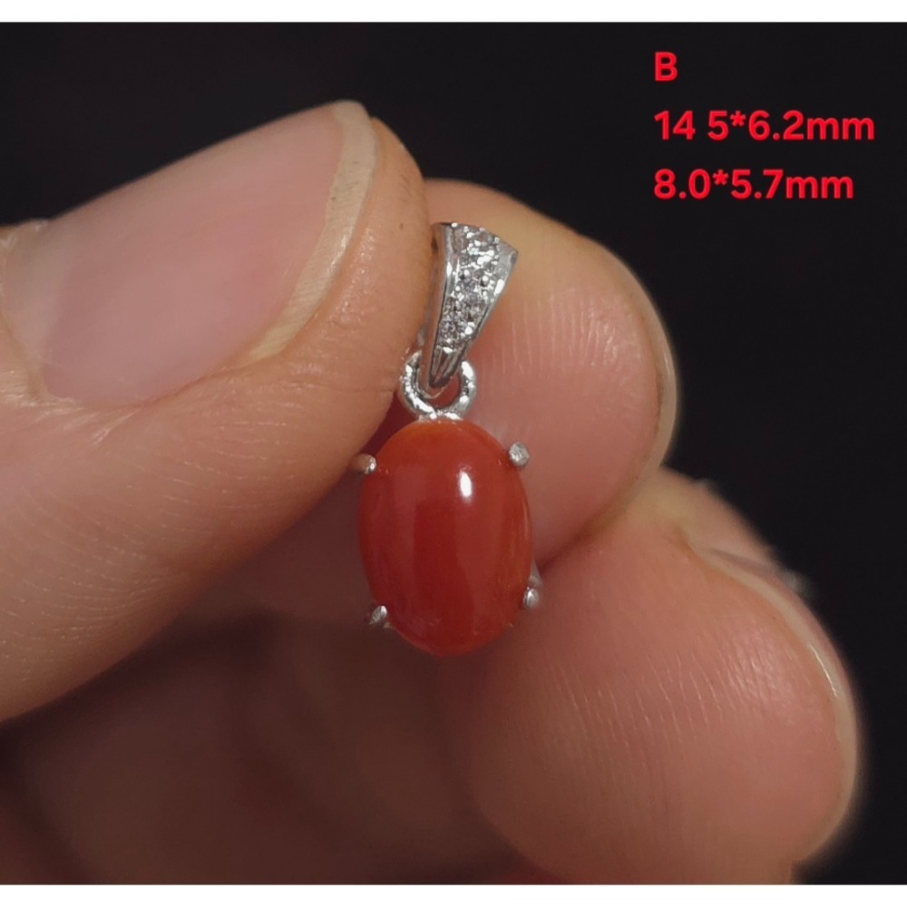 🌟Coral珊寶手作-天然阿卡珊瑚925銀造型項墜 14.5-15.5mm CO2P15222-規格圖11