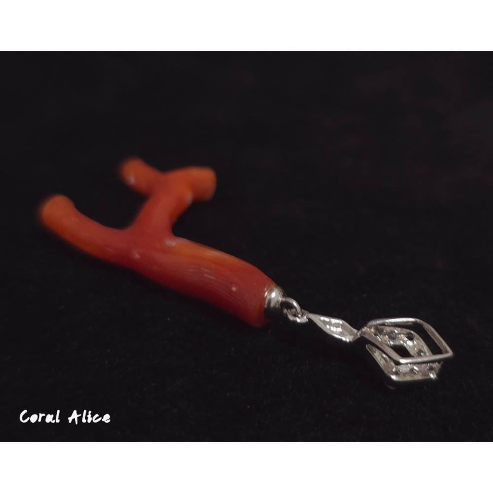 🌟Coral珊寶手作-天然阿卡珊瑚925銀造型項墜 44.5mm CO2P15224-細節圖6