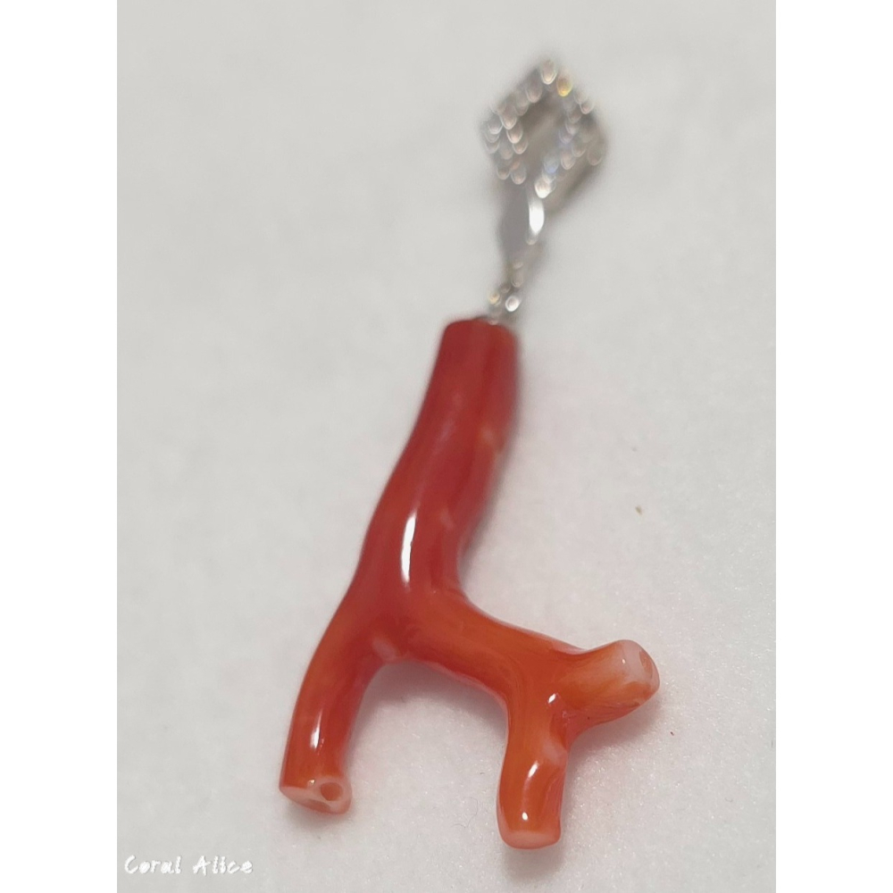 🌟Coral珊寶手作-天然阿卡珊瑚925銀造型項墜 44.5mm CO2P15224-細節圖9