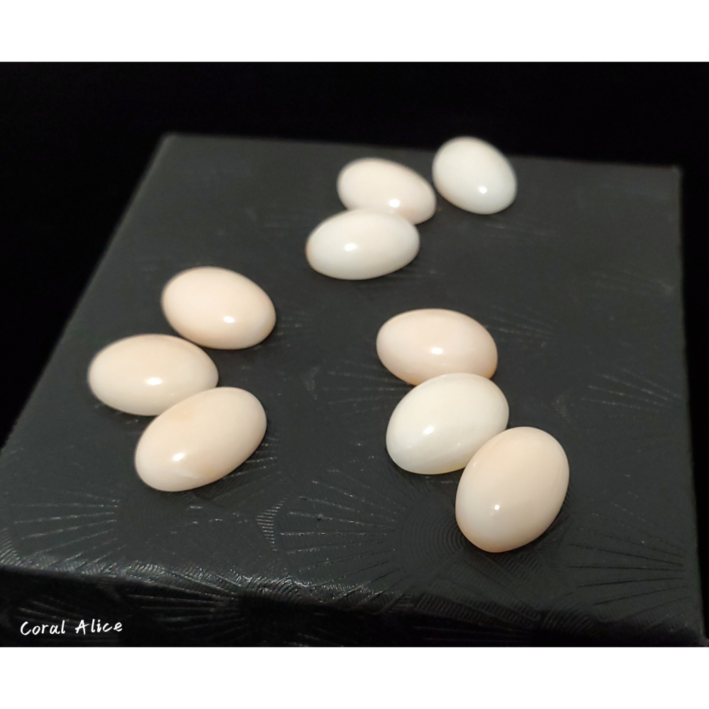 🌟Coral珊寶手作-天然白珊瑚/粉珊瑚蛋面裸石13.3-13.8*9.7*10mm CO2P2-522-細節圖2
