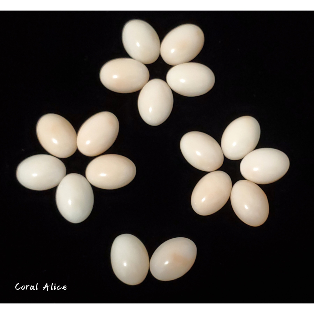 🌟Coral珊寶手作-天然白珊瑚/粉珊瑚蛋面裸石13.3-13.8*9.7*10mm CO2P2-522-細節圖3
