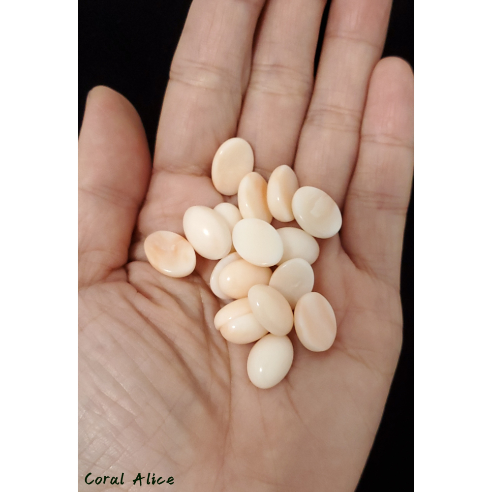 🌟Coral珊寶手作-天然白珊瑚/粉珊瑚蛋面裸石13.3-13.8*9.7*10mm CO2P2-522-細節圖5