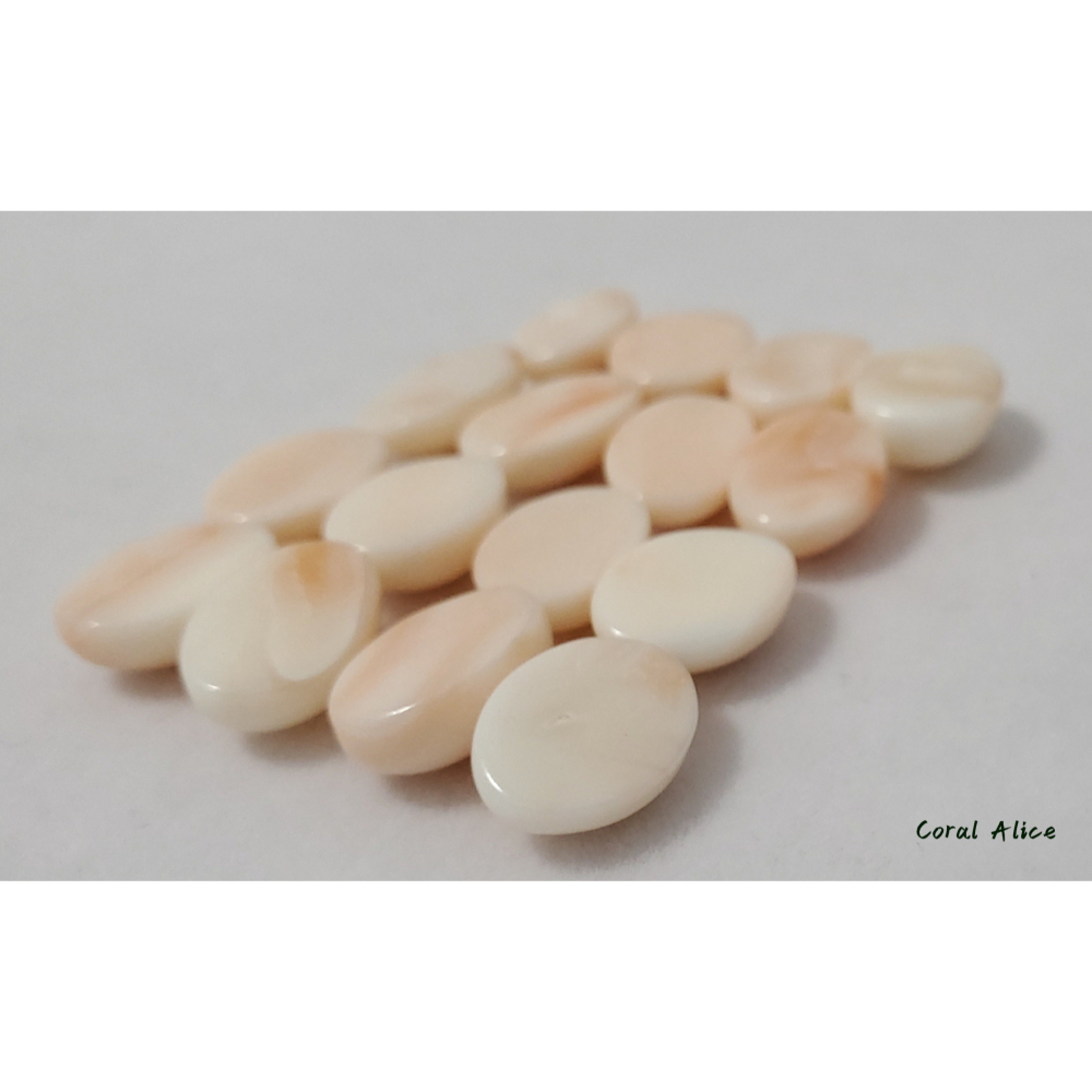 🌟Coral珊寶手作-天然白珊瑚/粉珊瑚蛋面裸石13.3-13.8*9.7*10mm CO2P2-522-細節圖7