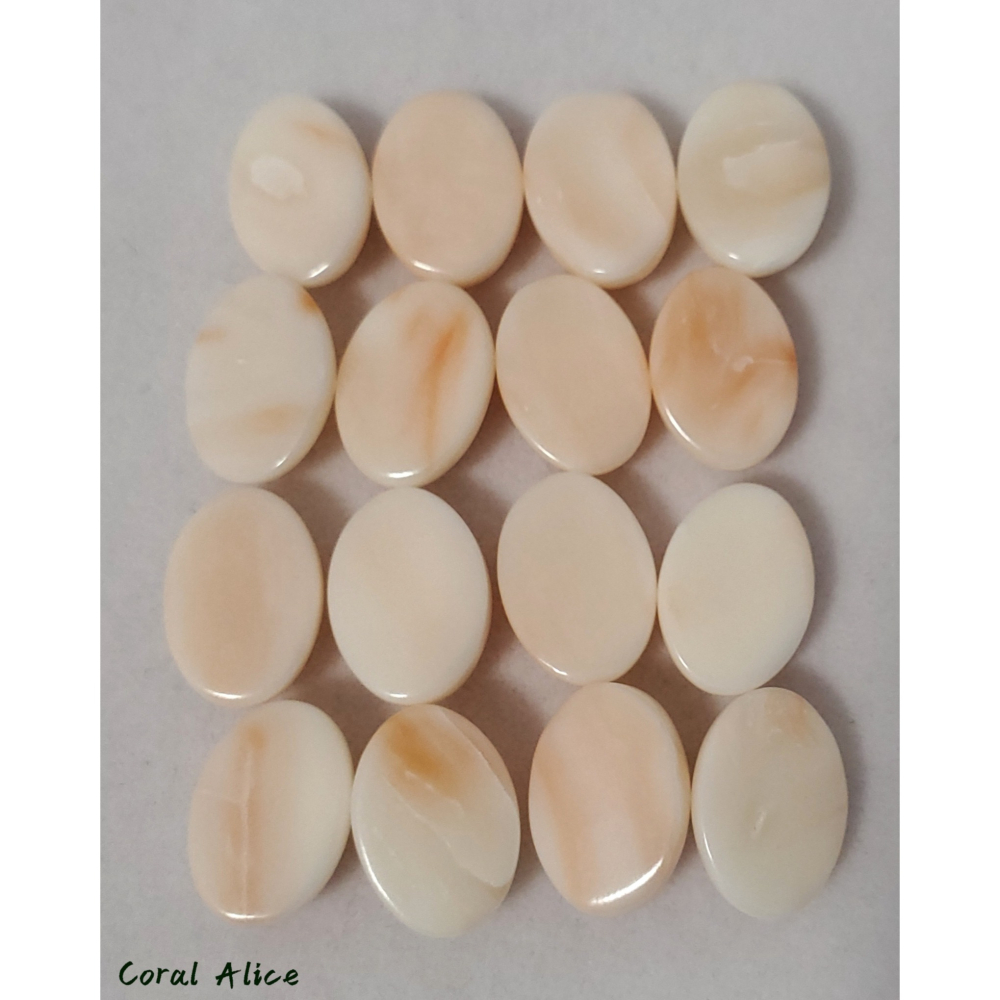 🌟Coral珊寶手作-天然白珊瑚/粉珊瑚蛋面裸石13.3-13.8*9.7*10mm CO2P2-522-細節圖8