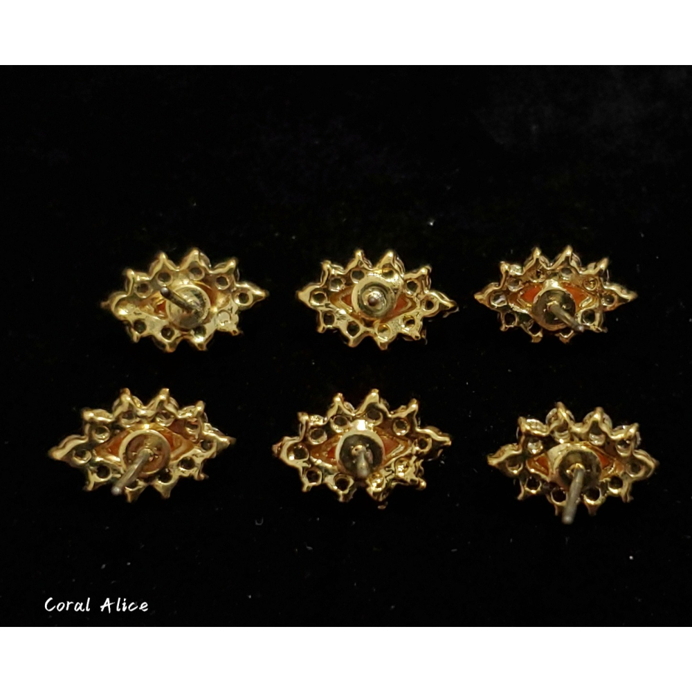🌟Coral珊寶手作-天然阿卡珊瑚馬眼古典造型耳針式 12.6*8.0mm CO3C2-502-細節圖5