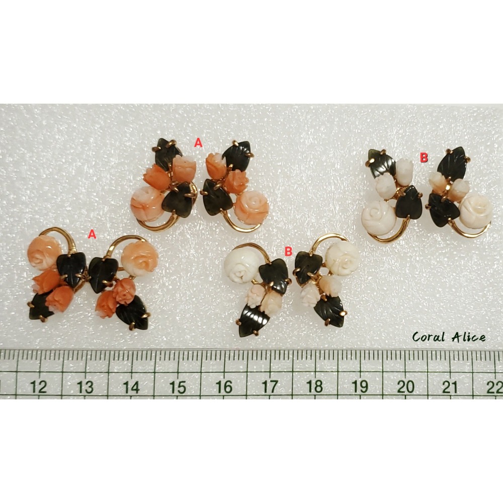 🌟Coral珊寶手作-天然珊瑚復古造型耳環 CO3C3-501-細節圖11
