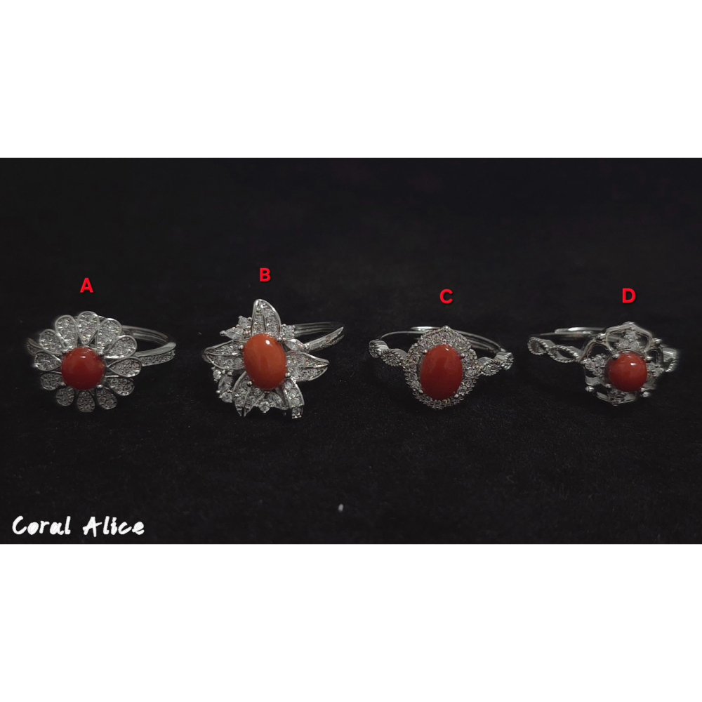 🌟Coral珊寶手作-天然紅珊瑚/阿卡珊瑚造型戒指(活圍) CO3P1-594-細節圖3